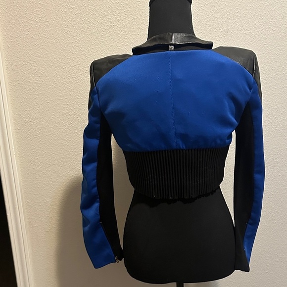 bebe Blue and Black cutout Bomber Jacket - Picture 3 of 4